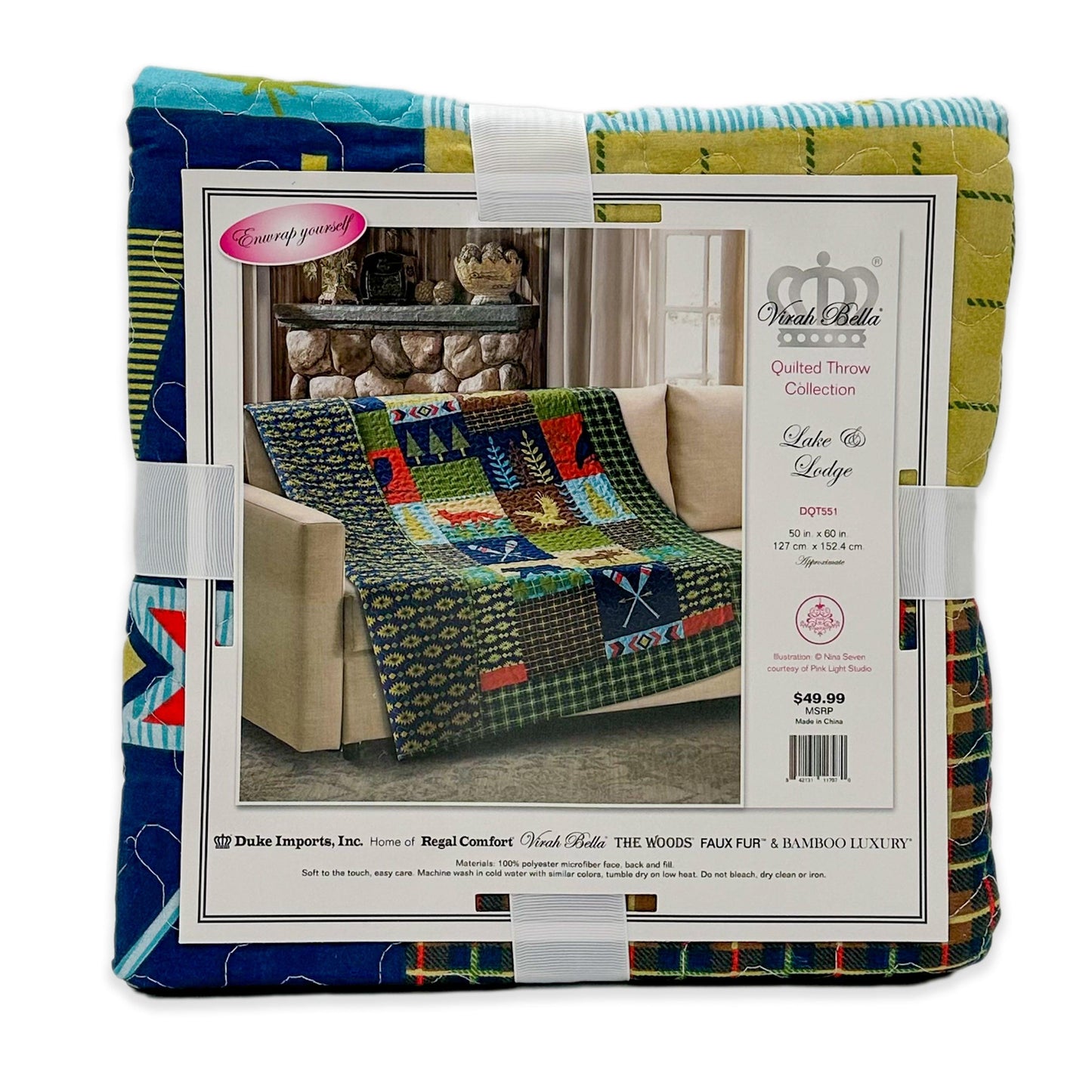 virah bella | quilted throw | lake and lodge | 50" by 60" - Home Revival Shop