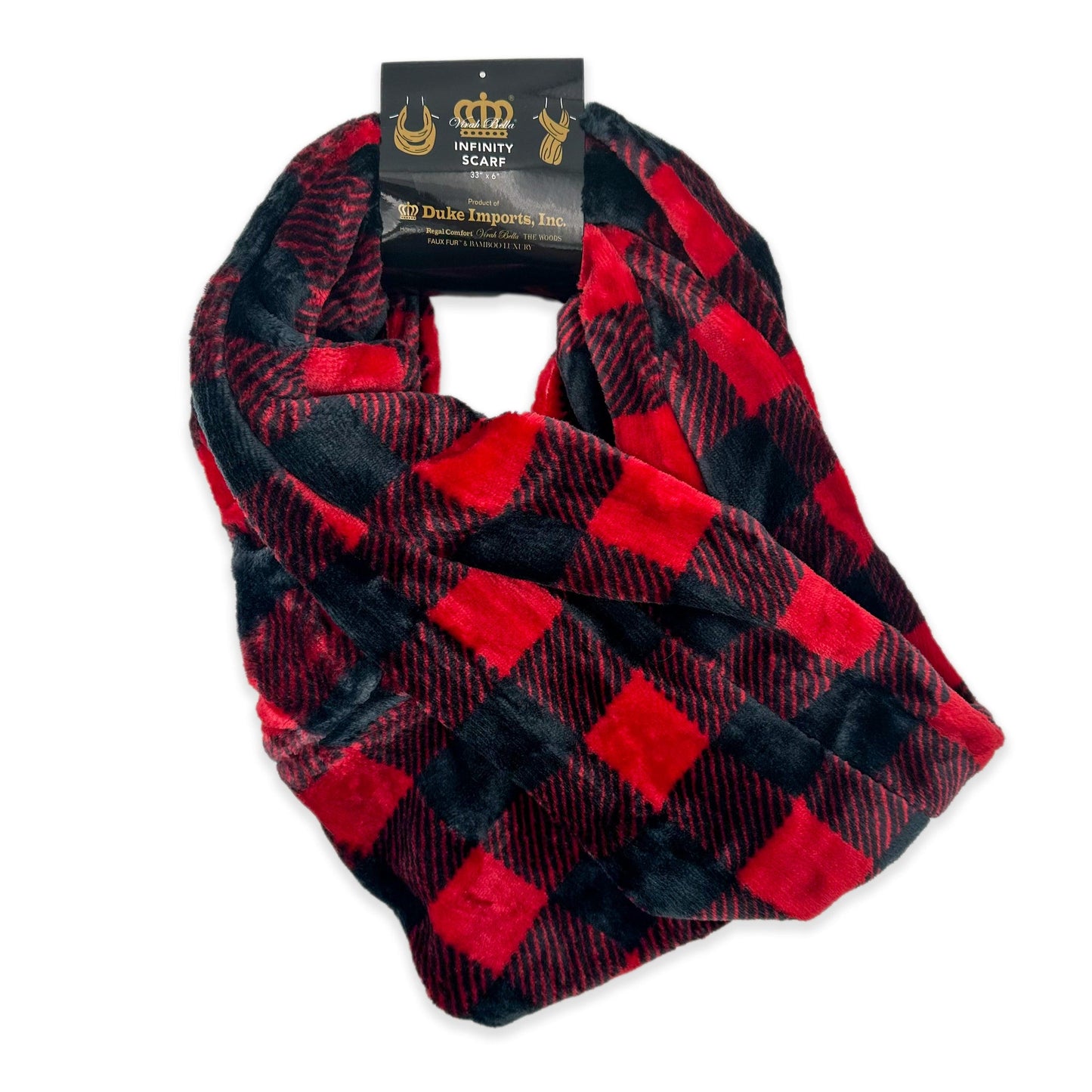 Virah Bella Red and Black Plaid Super Soft Infinity Scarf - 33" by 6" - Home Revival Shop