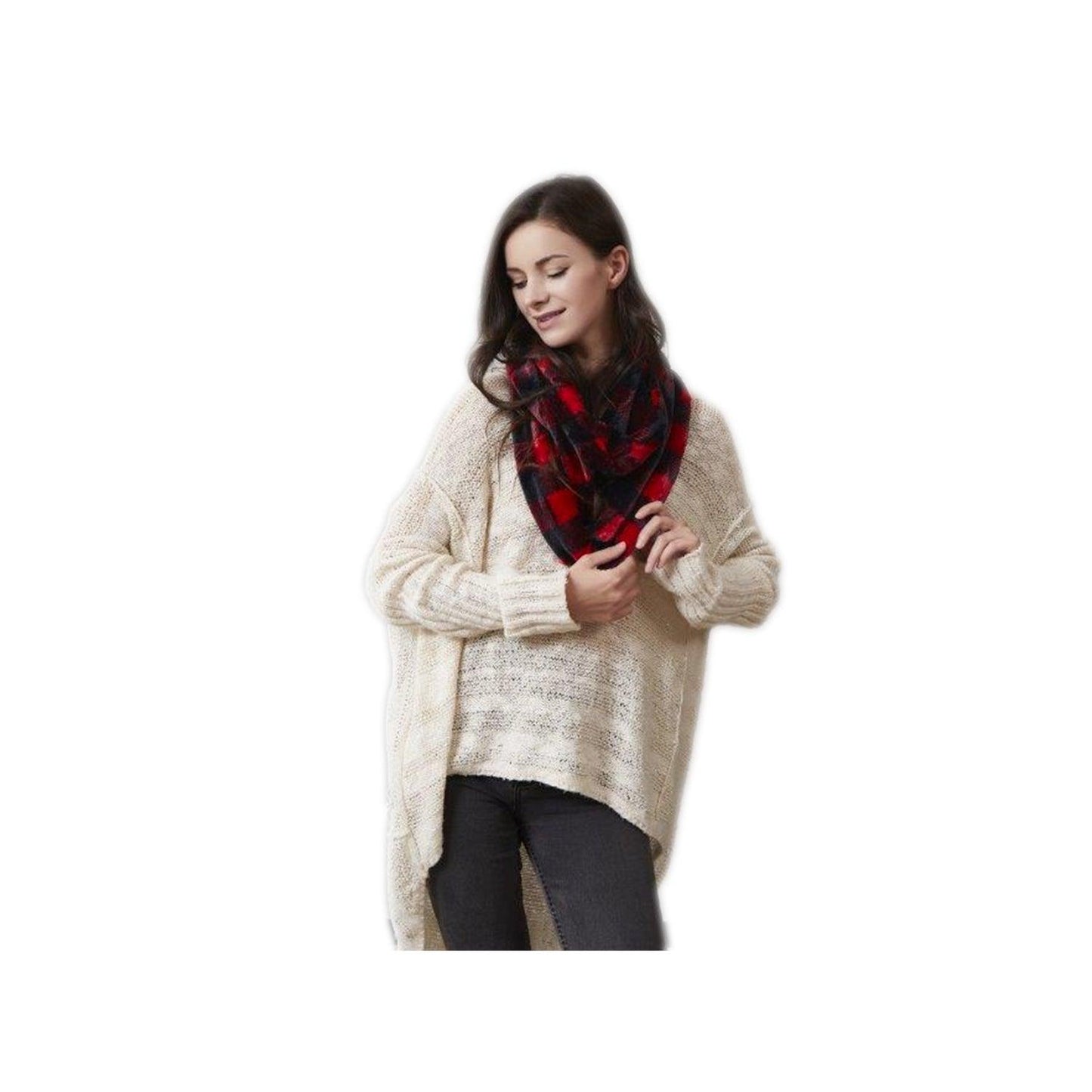 Virah Bella Red and Black Plaid Super Soft Infinity Scarf - 33" by 6" - Home Revival Shop