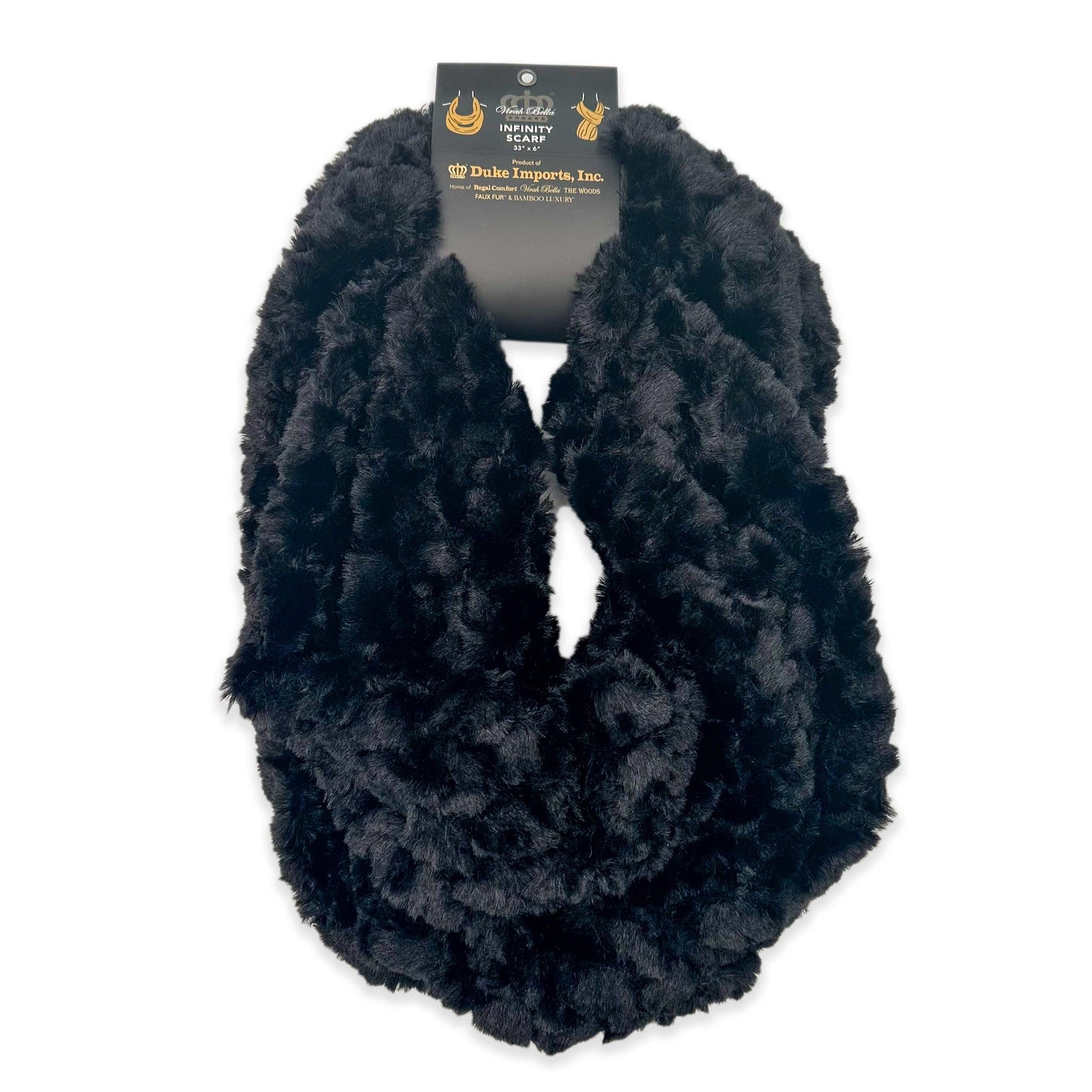 virah bella | rolling hearts infinity scarf in black | 33" by 6" - Home Revival Shop