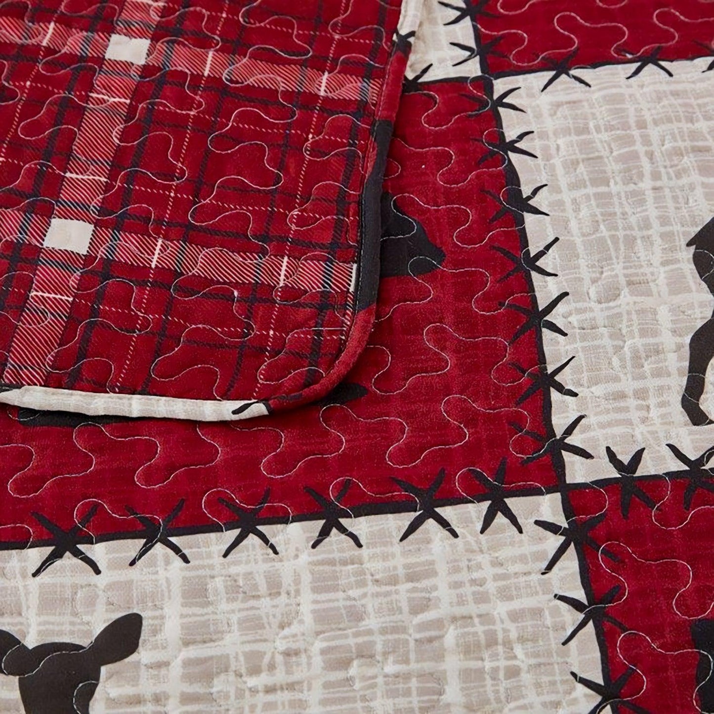 virah bella | quilt set 2 pc. | rustic lodge bear/deer | red/black | twin - Home Revival Shop