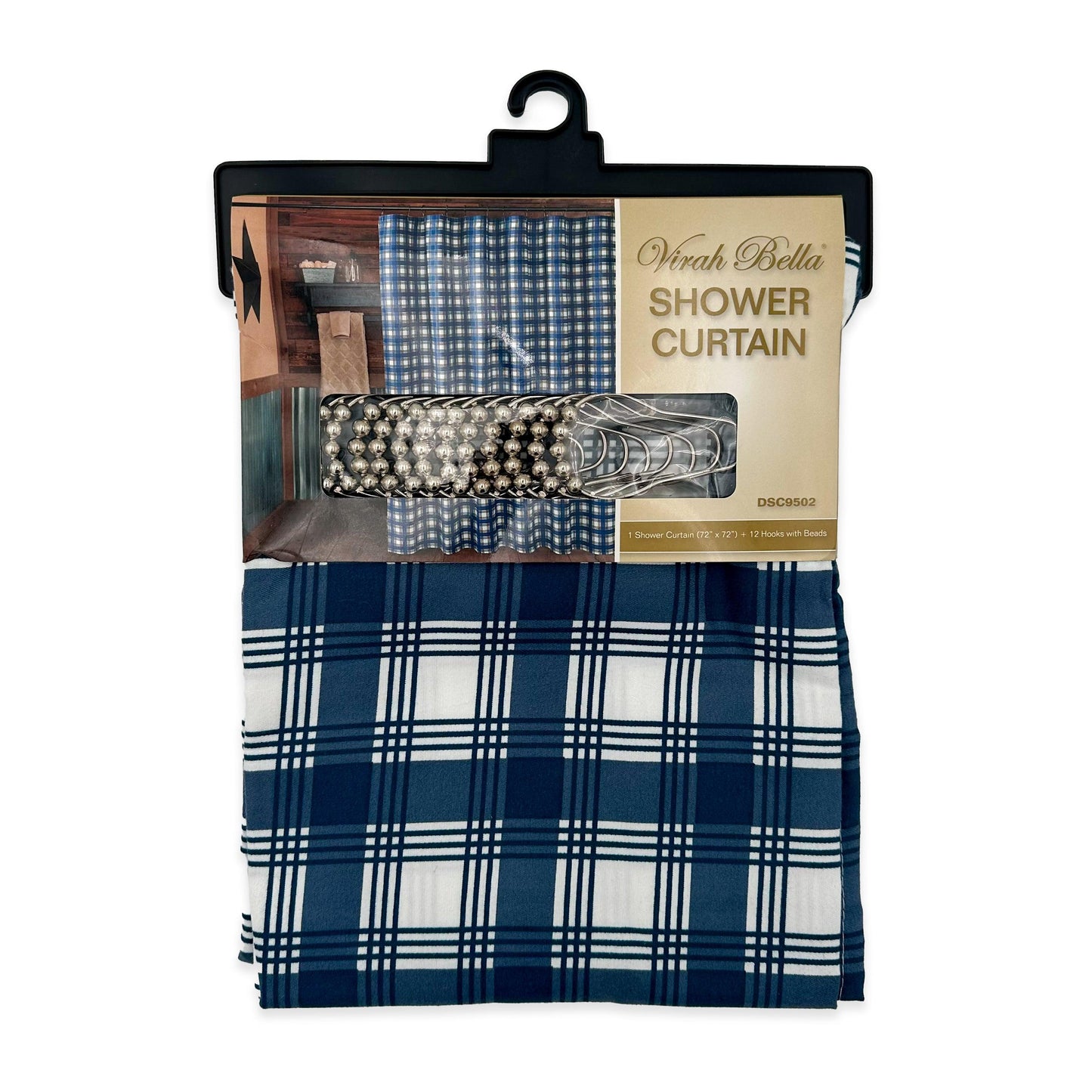 Virah Bella - Shower Curtain - 13 Piece Set in Lincoln Plaid Blue - Home Revival Shop