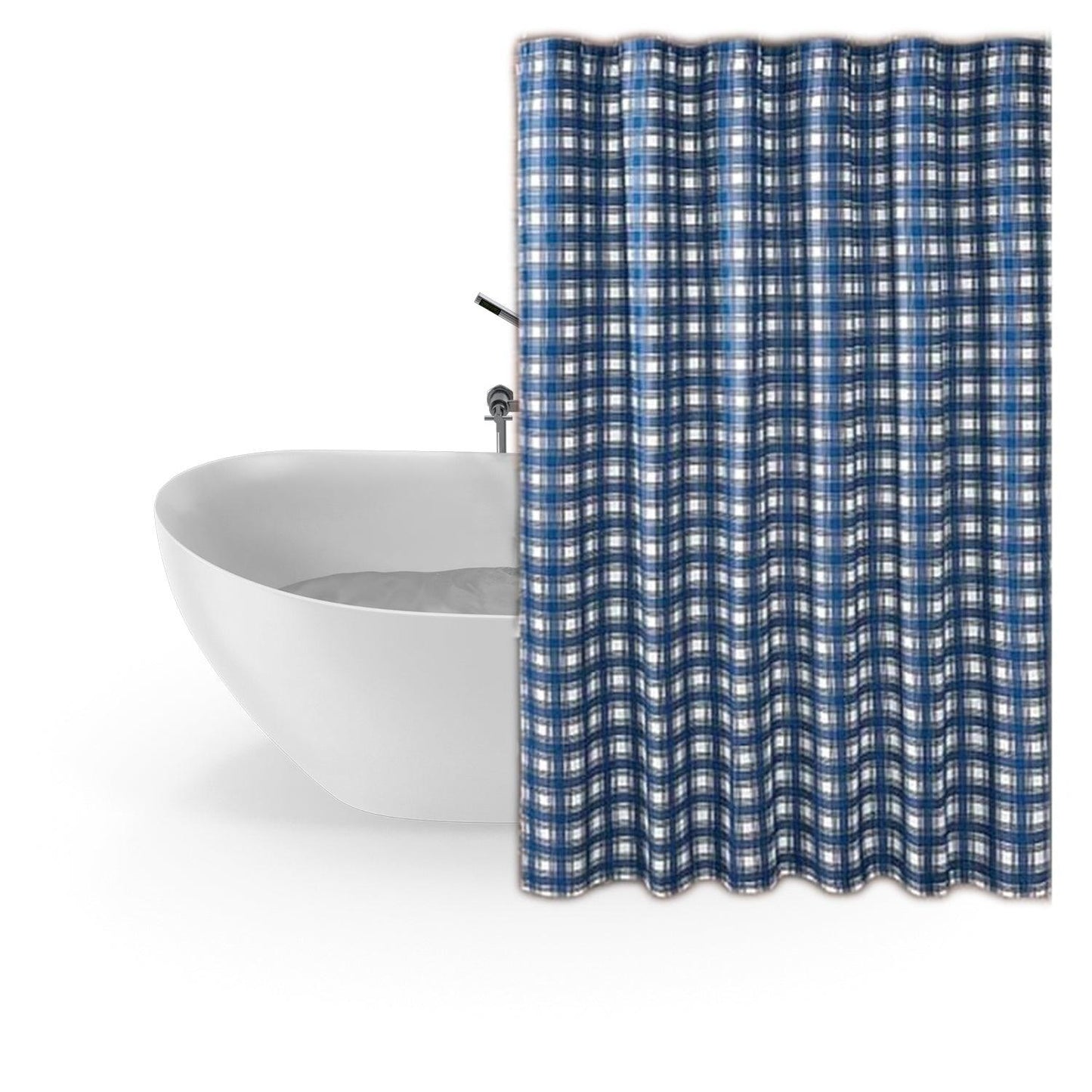 Virah Bella - Shower Curtain - 13 Piece Set in Lincoln Plaid Blue - Home Revival Shop