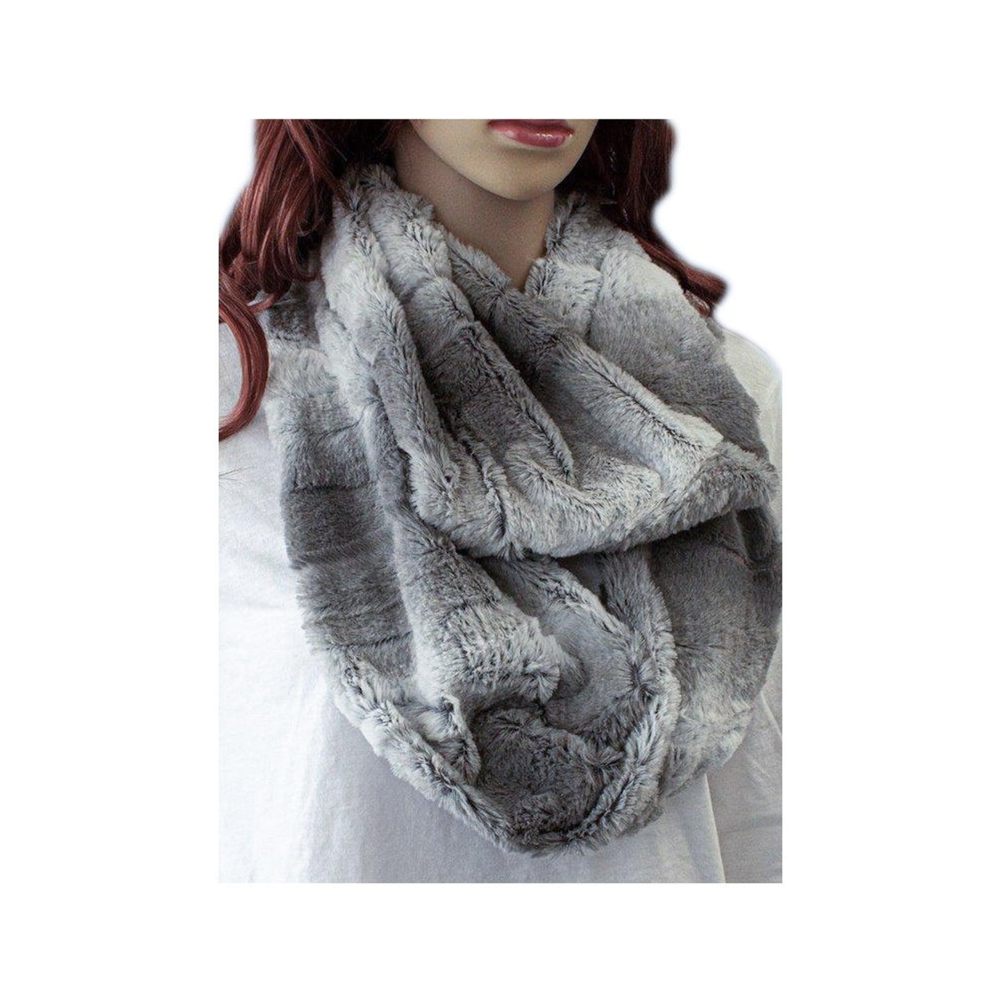 Virah Bella Super Soft Zephyr Gray Faux Fur Infinity Scarf - 33" by 6" - Home Revival Shop