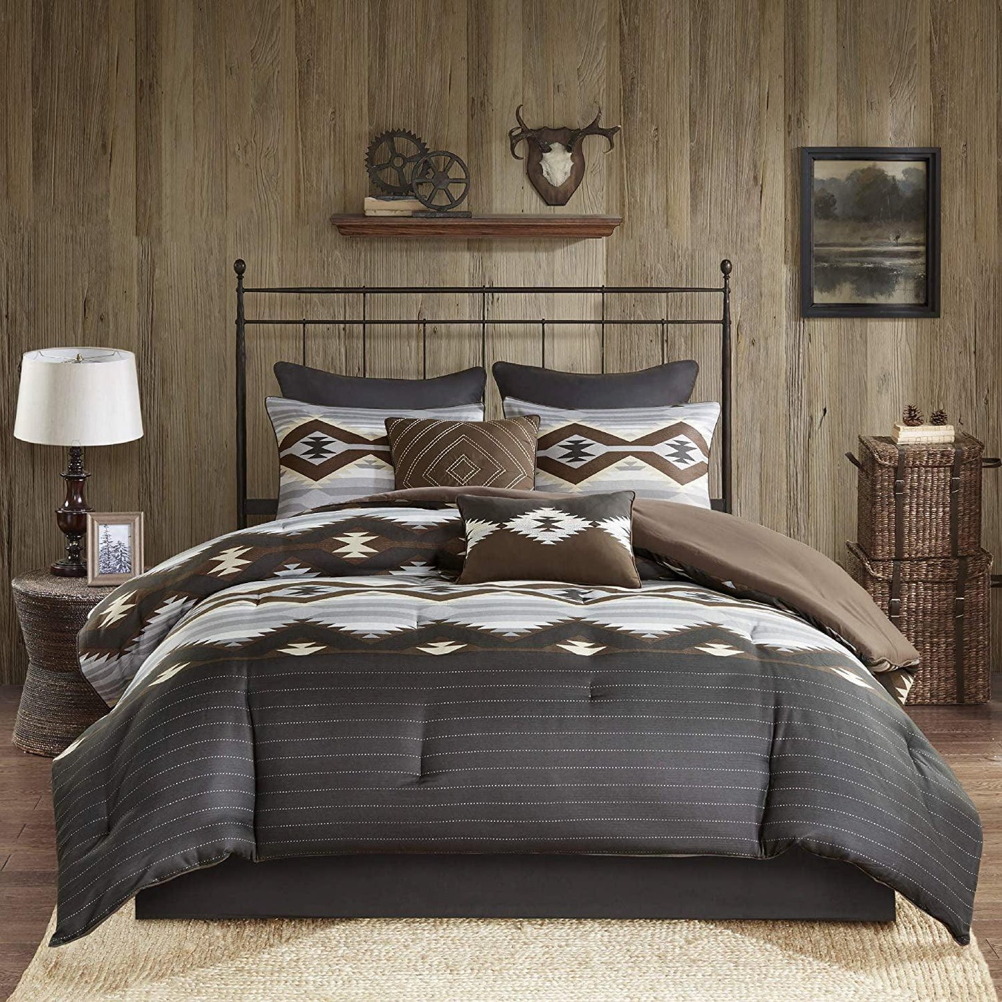 Woolrich Bitter Creek Oversized Comforter Set with Throw Pillows Brown FULL SIZE - Home Revival Shop