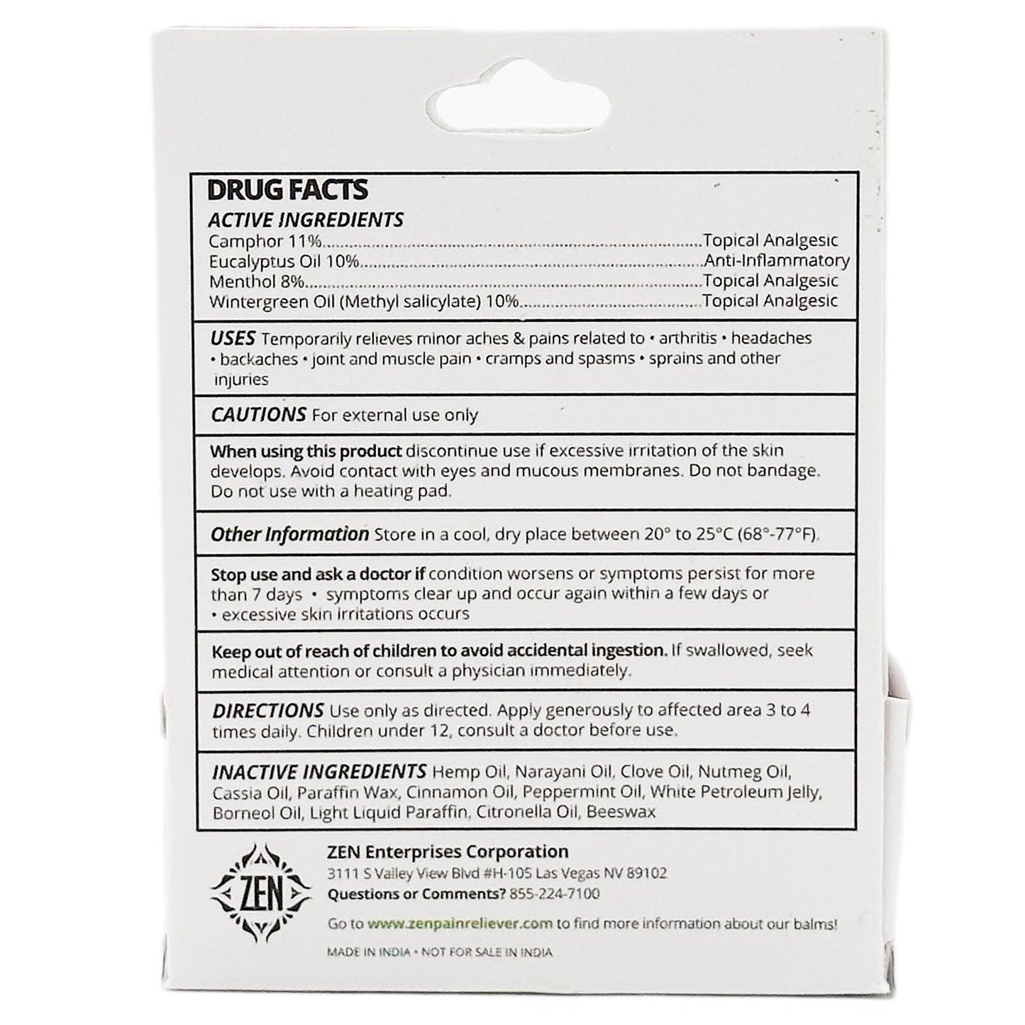 ZEN Hemp Balm All-Natural Fast-Acting Pain Relief 0.7 Oz | BEST BY 11/25 - Home Revival Shop
