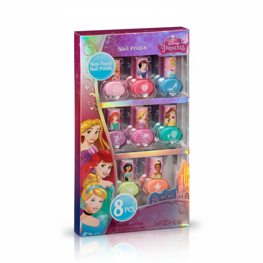 Disney Princess 8pc Kids Nail Polish Set Non-Toxic Washable Colors