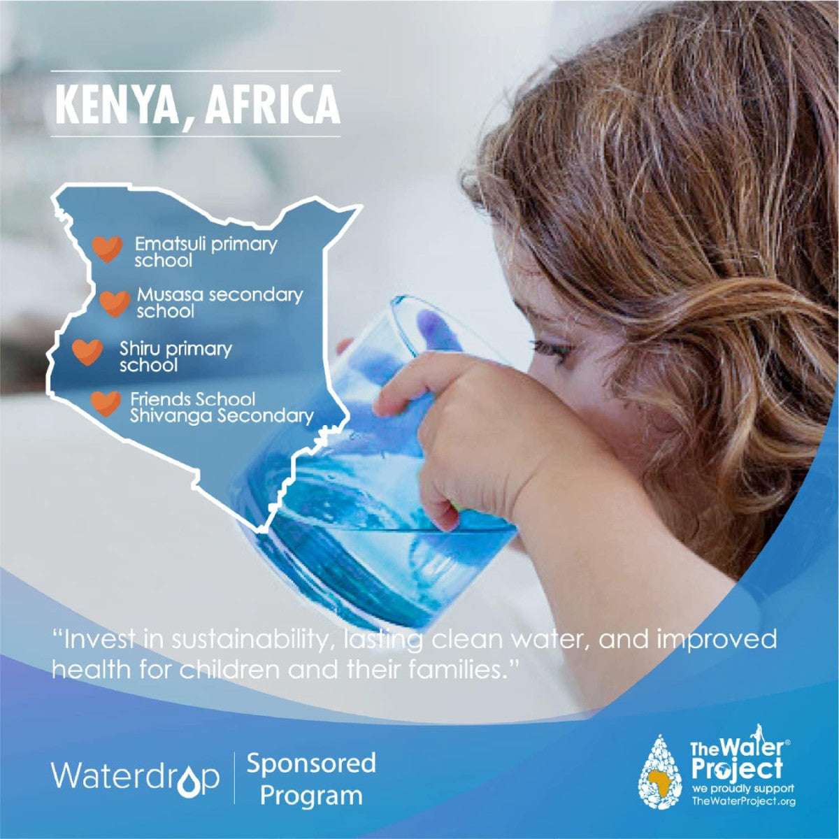 Waterdrop XWF Refrigerator Water Filter supports clean water initiatives in Kenya, promoting sustainability and health for local communities.