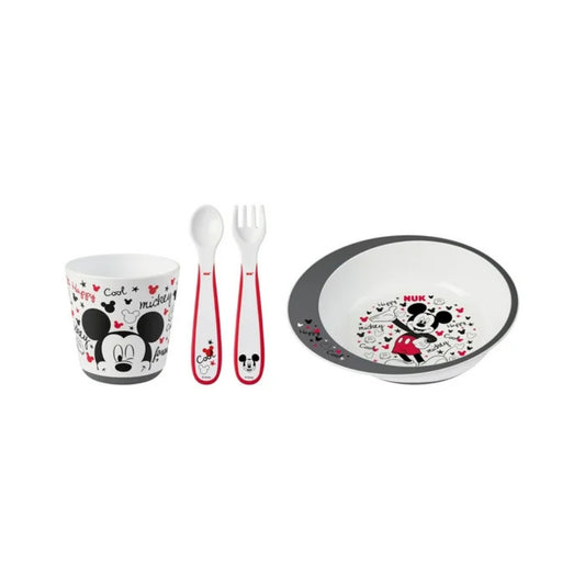 NUK Mickey Mouse Infant Tableware Set 4 Piece BPA Free Bowl Spoon Cup
