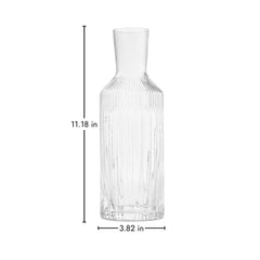 Hotel Collection fluted glass carafe 45.64 oz with dimensions 11.18 in height and 3.82 in diameter, ideal for stylish drink presentation.