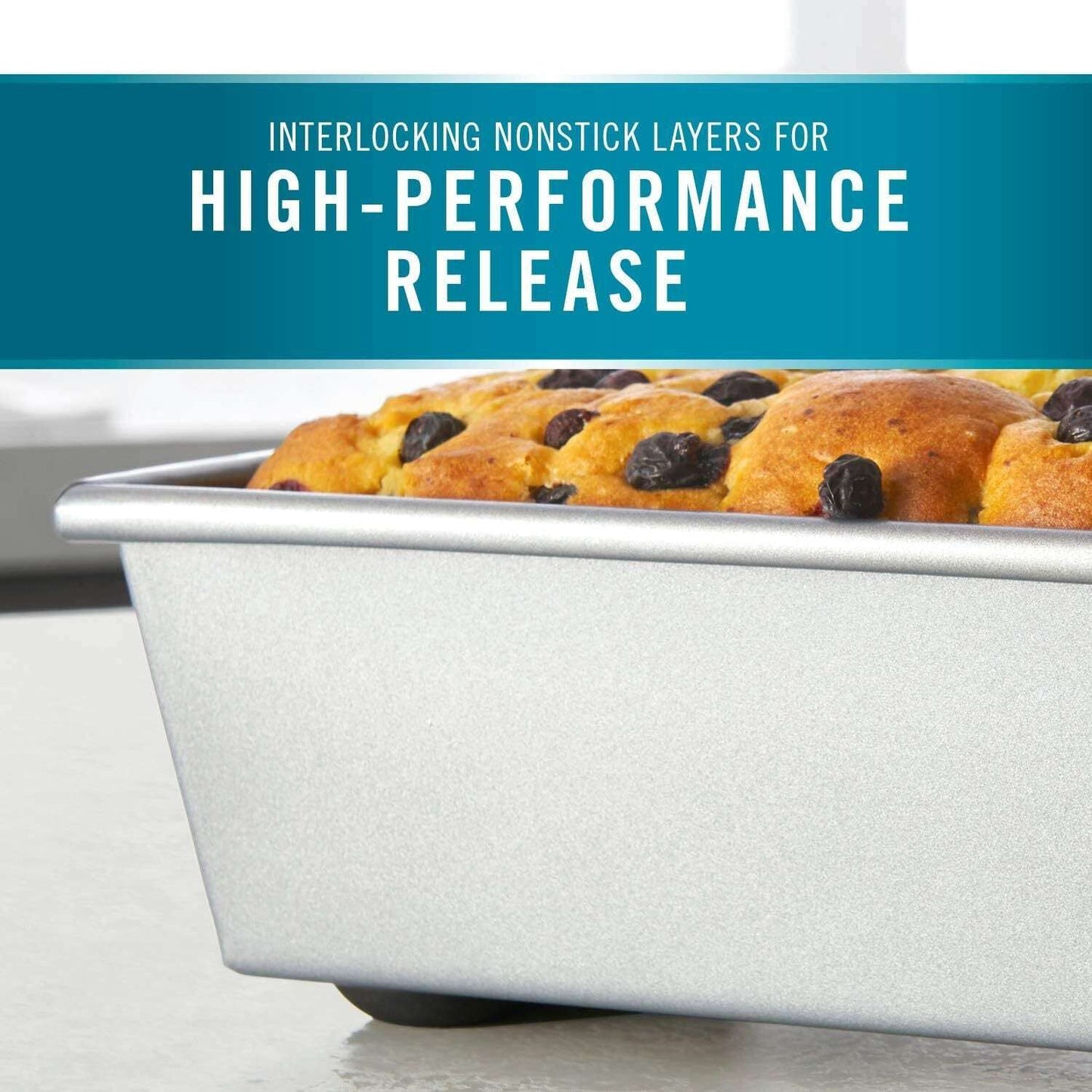 Calphalon 6 Piece Nonstick Bakeware Set Steel Baking Pans with interlocking nonstick layers for easy food release and high-performance baking results.