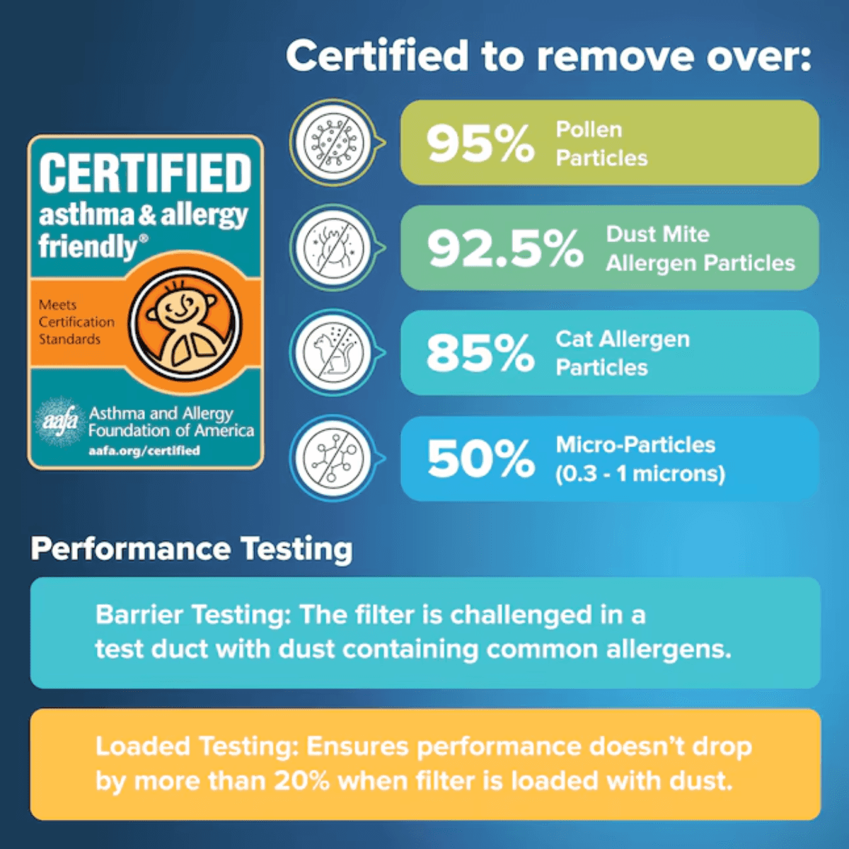 Certified asthma allergy friendly air filter label