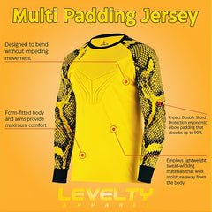 Levelty Padded Goalkeeper Jersey Yellow Adult/Youth Long Sleeve Goalie Shirt