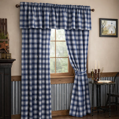 VIRAH BELLA Lincoln Plaid Blue Rustic Window Curtains Set 84x40, Light Filtering