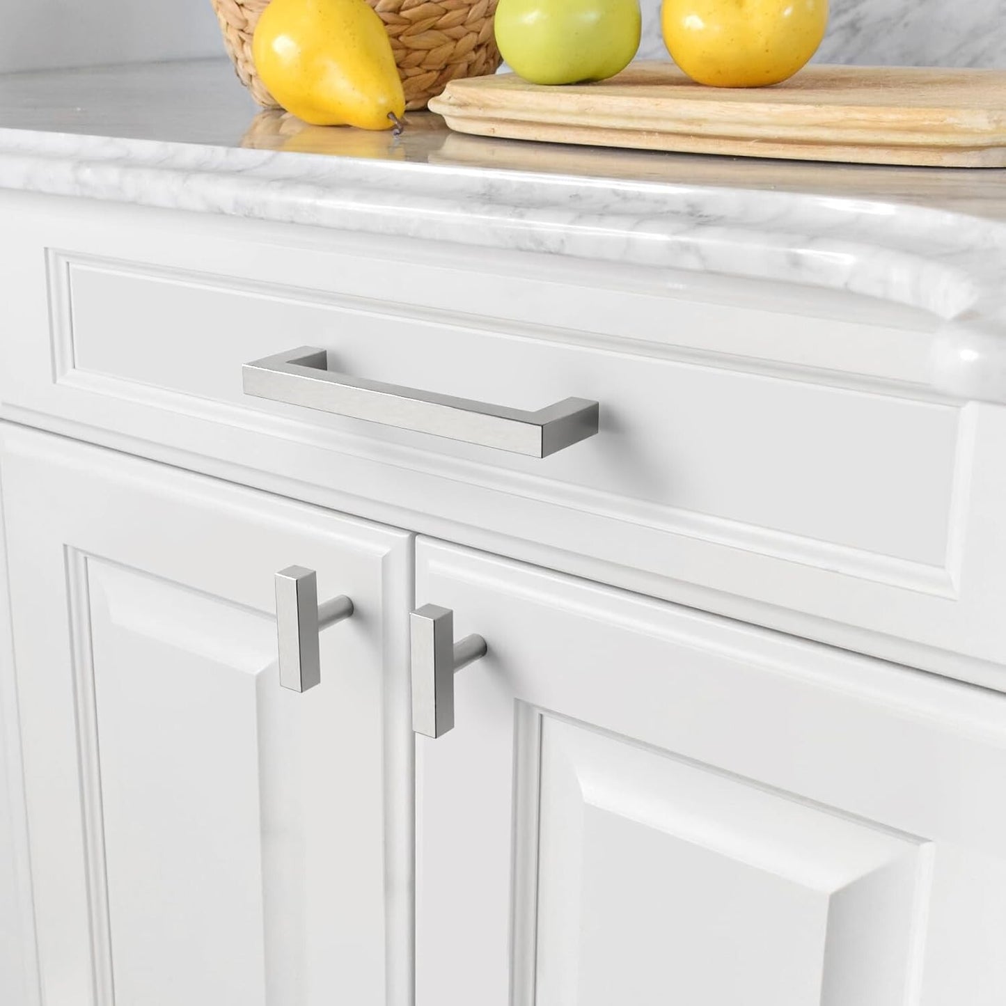 Amerdeco 10 Pack Brushed Satin Nickel Cabinet Pulls, 5 Inch Hole Centers