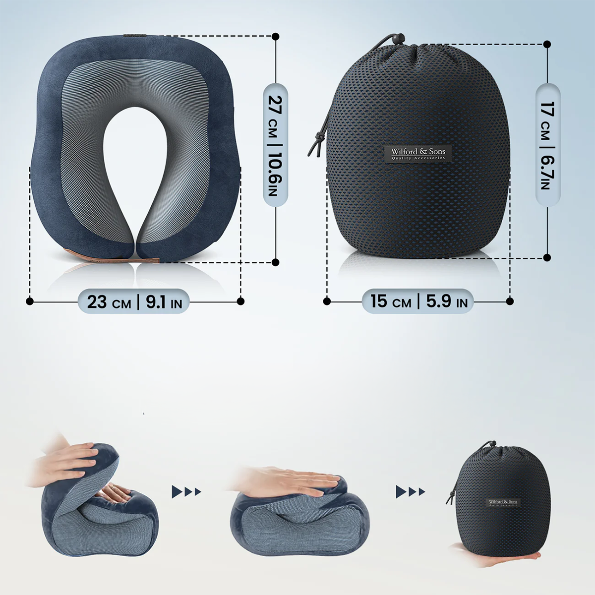 Travel Pillow Set With Eye Mask, Earplugs, & Storage Bag from Wilford & Sons