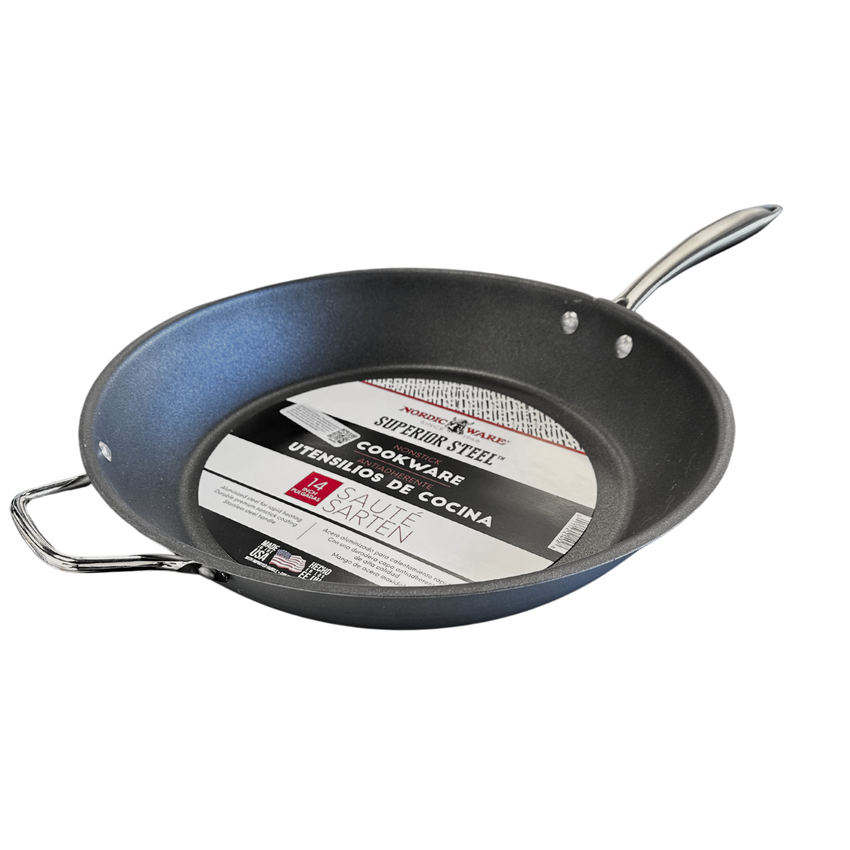 Nordic Ware 14" Superior Steel Sauté Pan Nonstick Heavy-Duty NSF Certified USA
