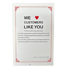 Customer appreciation card from Biomaser included in the Pro Rotary Tattoo Machine Kit, encouraging feedback and product reviews.