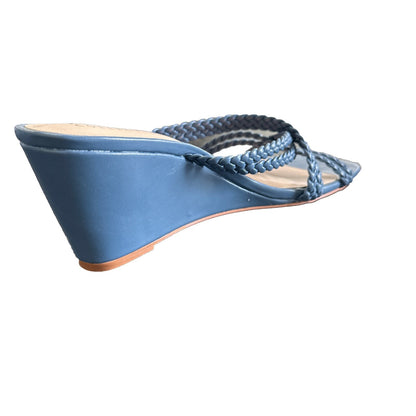 Journee Collection Women's BAYLEN Wedge Sandals Sandals in Light Blue - Size 11