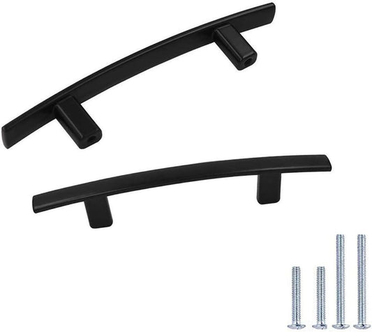 Goldenwarm Black Cabinet Handles 3" Pull 15 Pack - PH1003BK76, Curved Matte