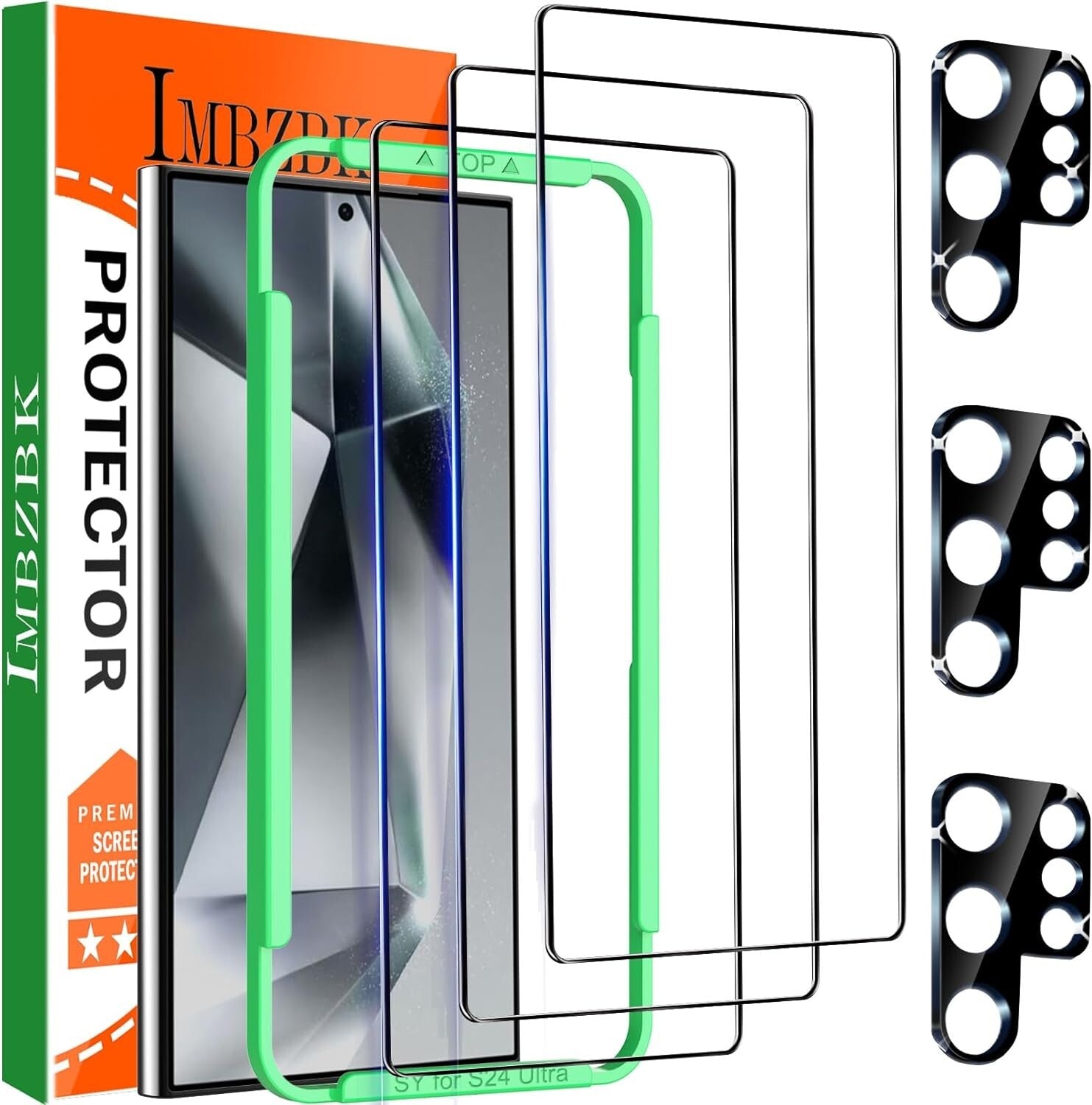IMBZBK 3 Pack Tempered Glass Screen & Camera Protector for Samsung Galaxy S24 Ul