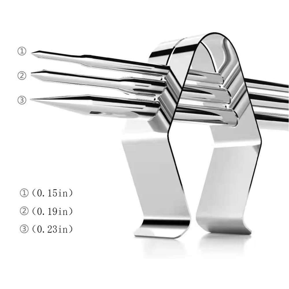 JAQKITU Meat Probes for Traeger Grills with Clips 2 Pack Stainless includes three sizes of stainless steel grill clips for versatile and stable probe placement.