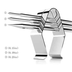 JAQKITU Meat Probes for Traeger Grills with Clips 2 Pack Stainless includes three sizes of stainless steel grill clips for versatile and stable probe placement.