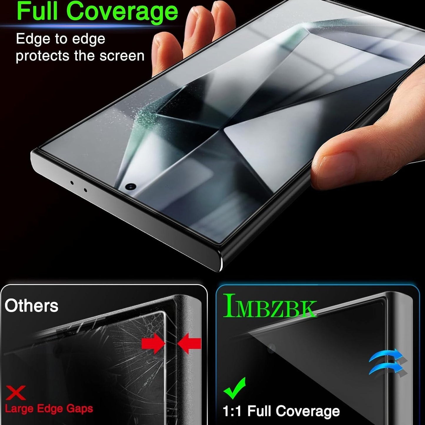 IMBZBK 3 Pack Tempered Glass Screen & Camera Protector for Samsung Galaxy S24 Ul