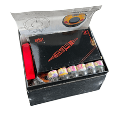 Biomaser Pro Rotary Tattoo Machine Kit packaging box with visible tattoo ink bottles, pen, and accessories for professional tattoo artists.