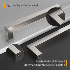 Amerdeco 10 Pack Brushed Satin Nickel Cabinet Pulls, 5 Inch Hole Centers