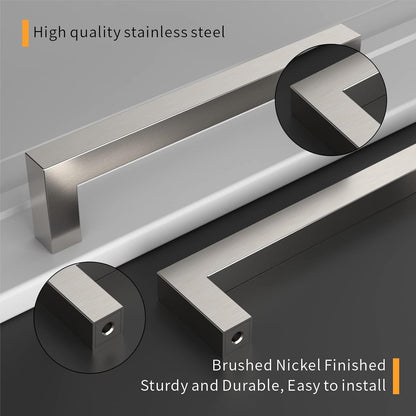 Amerdeco 10 Pack Brushed Satin Nickel Cabinet Pulls, 5 Inch Hole Centers
