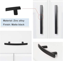 Goldenwarm Black Cabinet Handles 3" Pull 15 Pack - PH1003BK76, Curved Matte