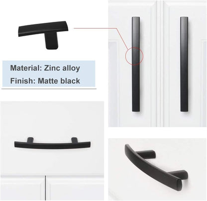 Goldenwarm Black Cabinet Handles 3" Pull 15 Pack - PH1003BK76, Curved Matte