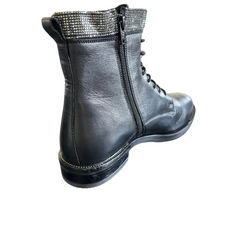 Journee Signature Women's Natara Black Lace-Up Booties Shoes, Size 9 - Medium