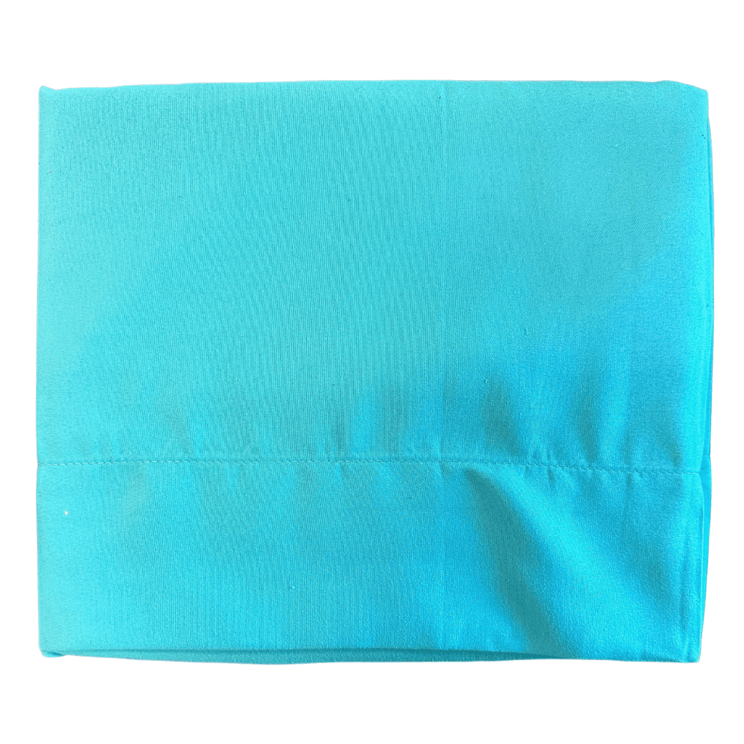 Solid turquoise flat sheet from The Woods Seabreeze Twin Sheet Set, showcasing soft 85 GSM fabric and clean stitching.