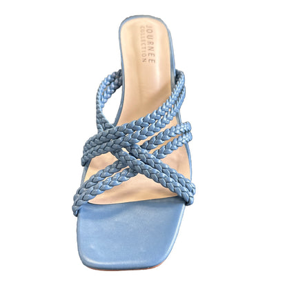 Journee Collection Women's BAYLEN Wedge Sandals Sandals in Light Blue - Size 11