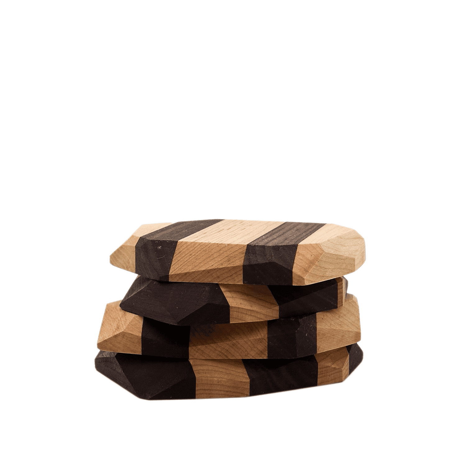 Wooden coasters in black walnut and maple