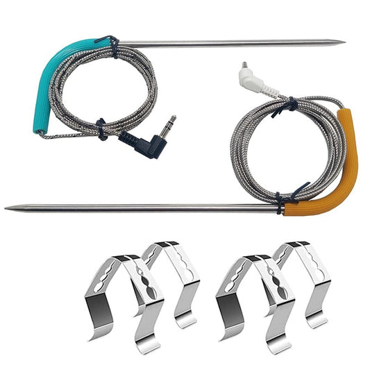 JAQKITU Meat Probes with Stainless Steel Grill Clips for Traeger Grills 2 Pack