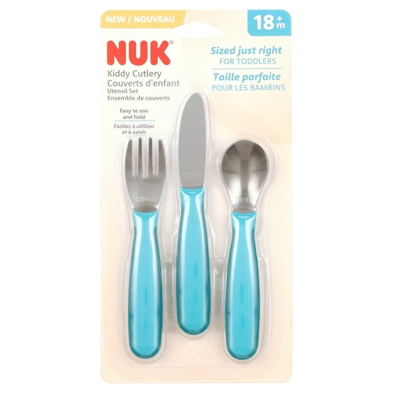 NUK Baby Utensil Set - Soft-Bite Spoons, Pretensil Set & Kiddy Cutlery (3-Pack)