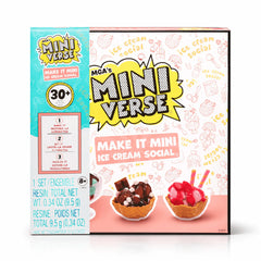 MGA'S Mini Verse Ice Cream Social Playset with UV Light & 30+ Mini Ingredients