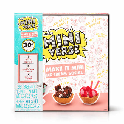 MGA'S Mini Verse Ice Cream Social Playset with UV Light & 30+ Mini Ingredients