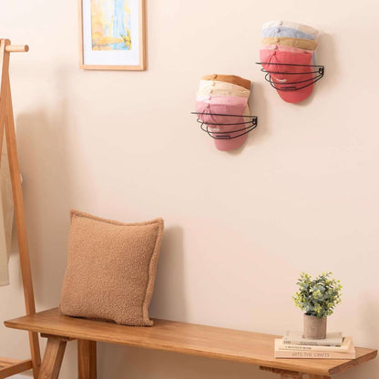 Metal Wall Mounted Cap Rack 2 Pack adds stylish and functional hat storage to entryways or bedrooms, keeping caps neatly arranged on the wall.