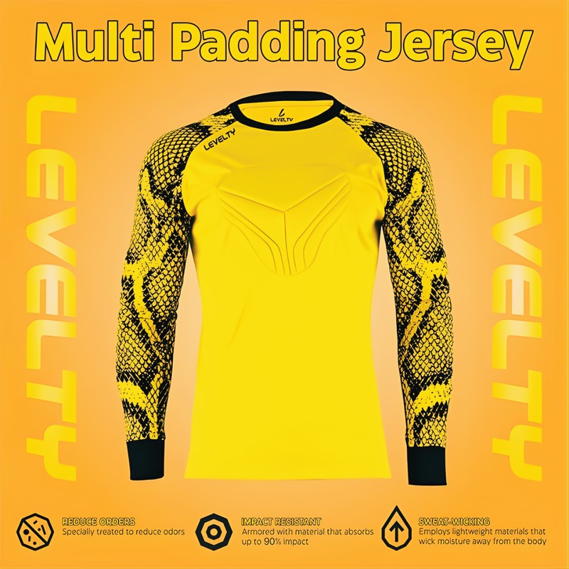 Levelty Padded Goalkeeper Jersey Yellow Adult/Youth Long Sleeve Goalie Shirt