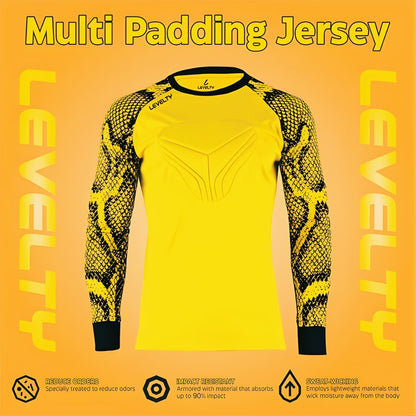 Levelty Padded Goalkeeper Jersey Yellow Adult/Youth Long Sleeve Goalie Shirt