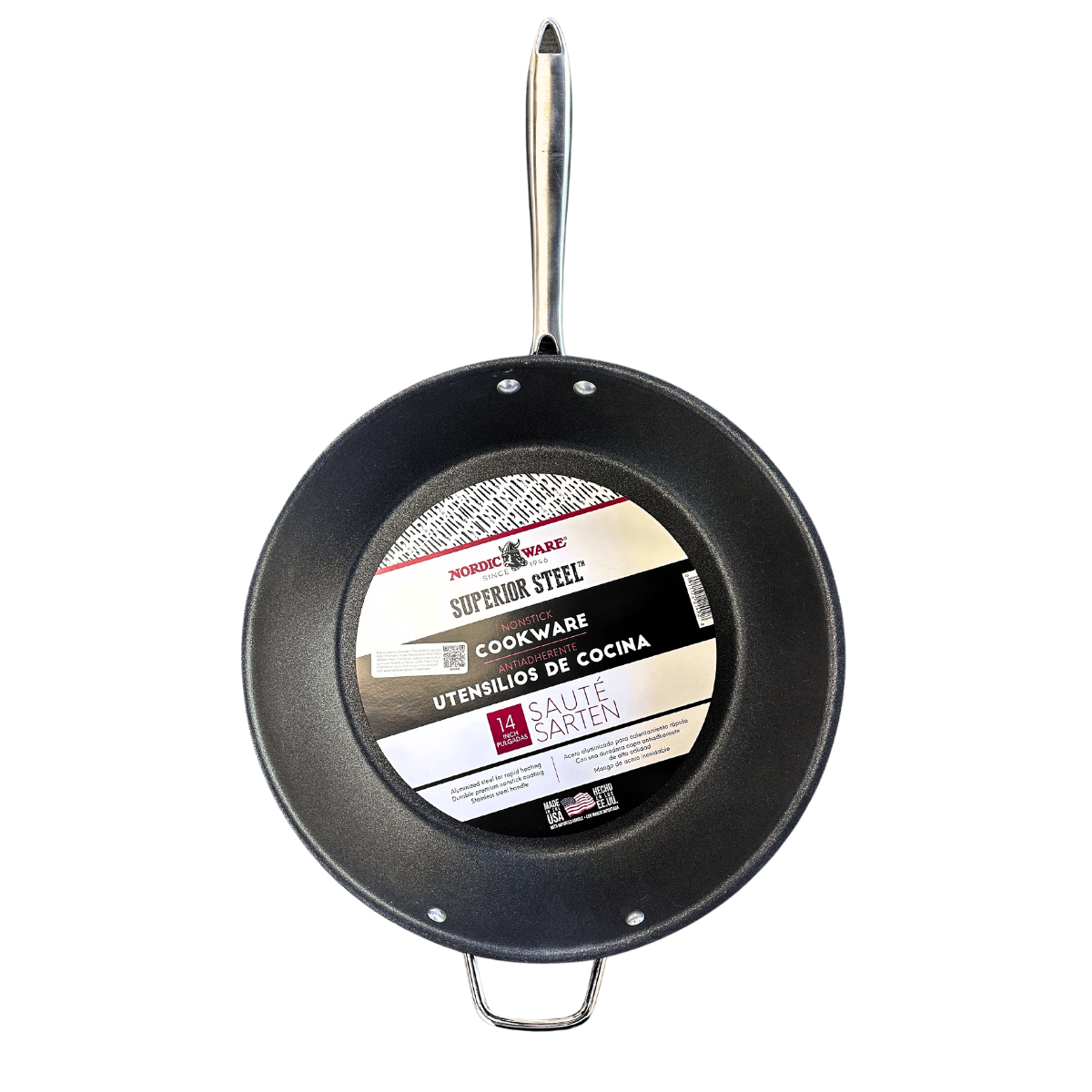 Nordic Ware 14" Superior Steel Sauté Pan Nonstick Heavy-Duty NSF Certified USA