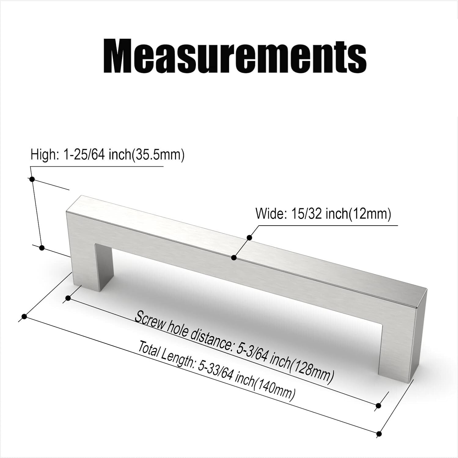 Amerdeco 10 Pack Brushed Satin Nickel Cabinet Pulls, 5 Inch Hole Centers