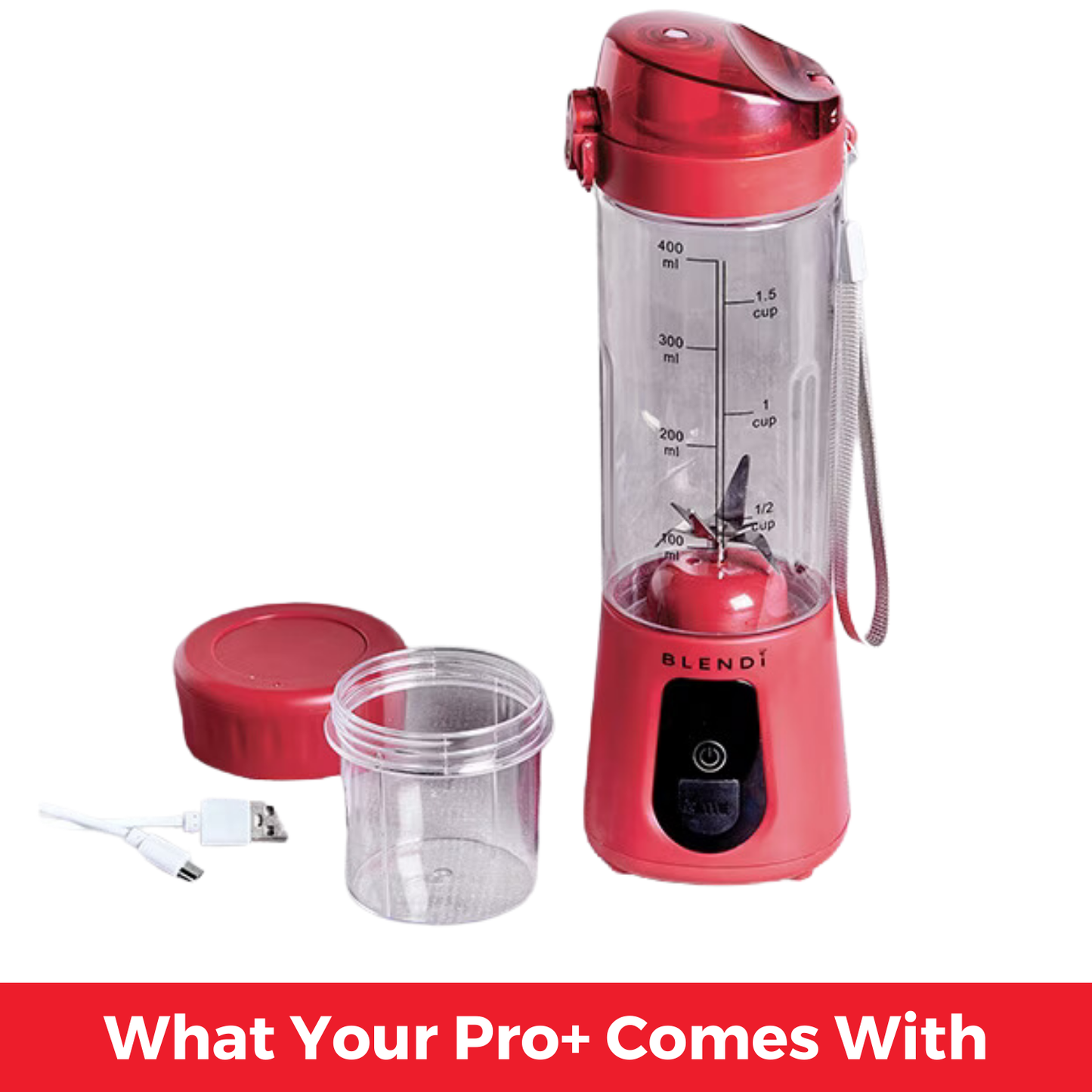BLENDi USA Pro+ Ice Crushing Portable Blender, USB-C