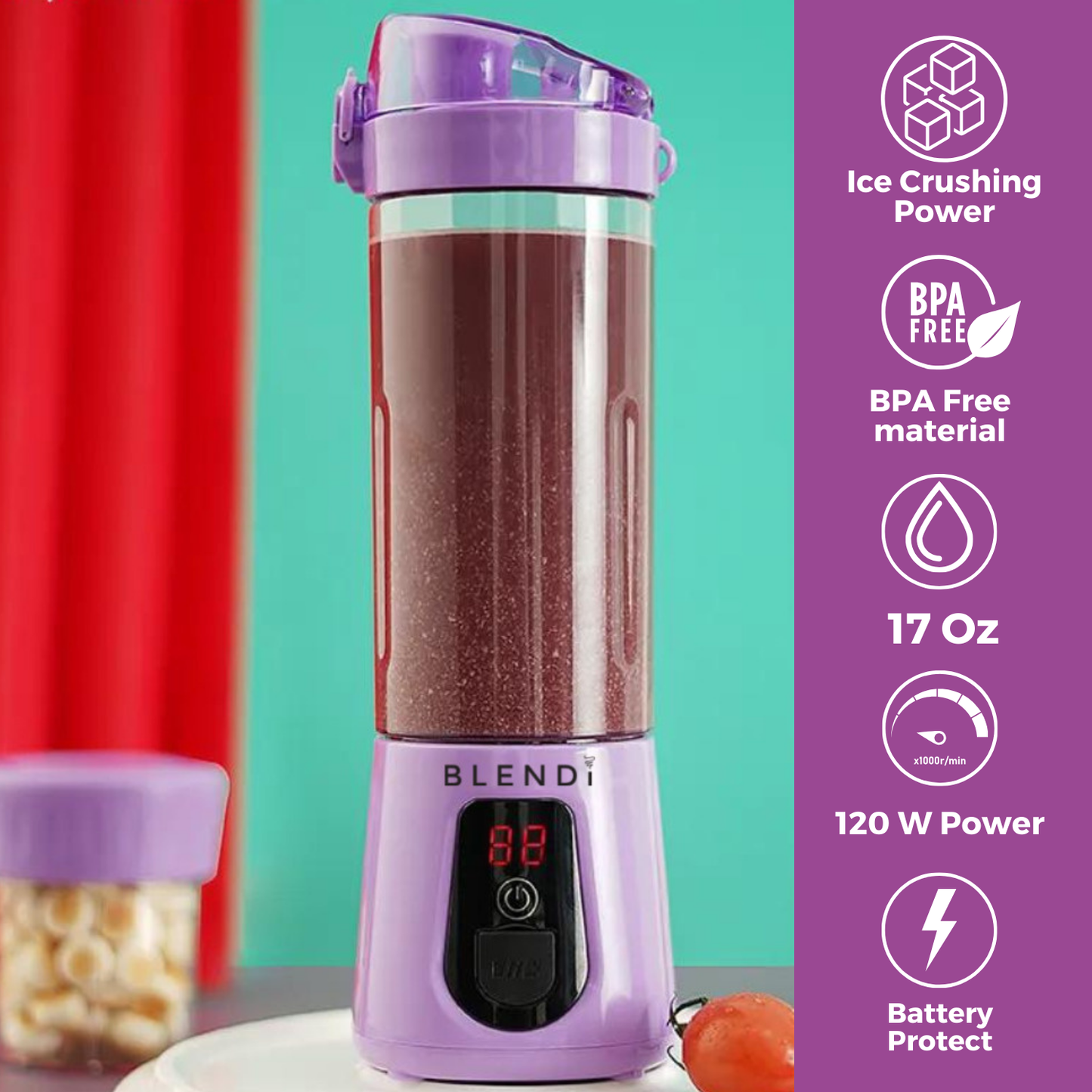 BLENDi Pro+ Ice Crushing Portable Blender, 17 oz USB-C