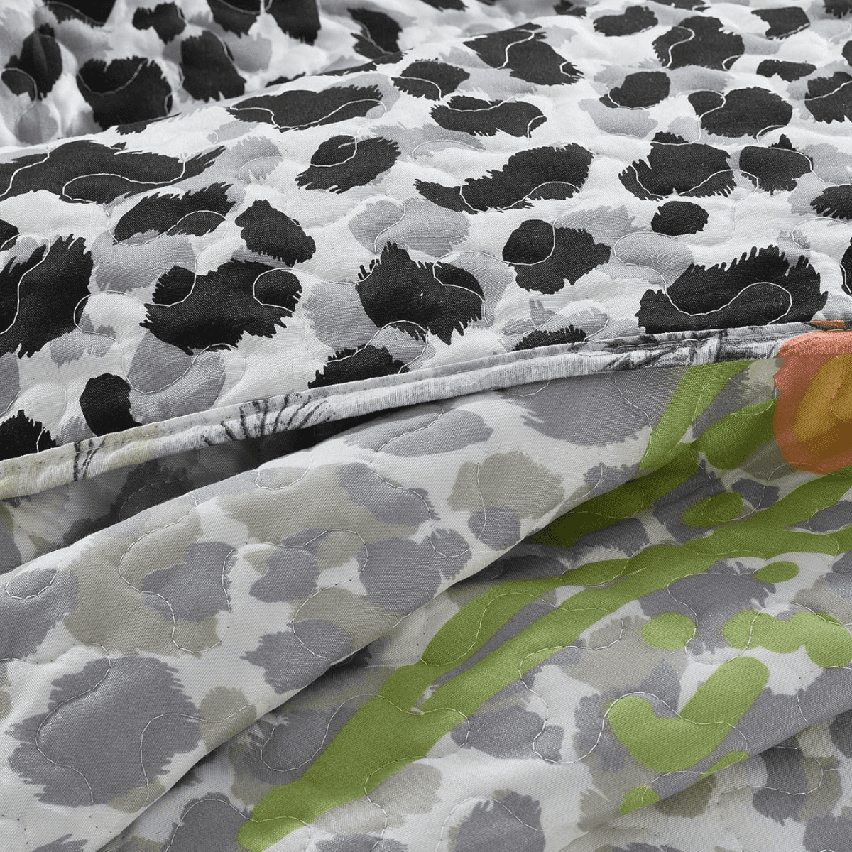 Close-up of floral-patterned fabric with a white background