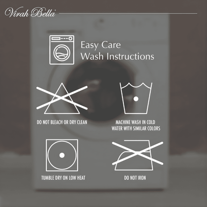 Washing machine with easy care wash instructions displayed on a blurred background